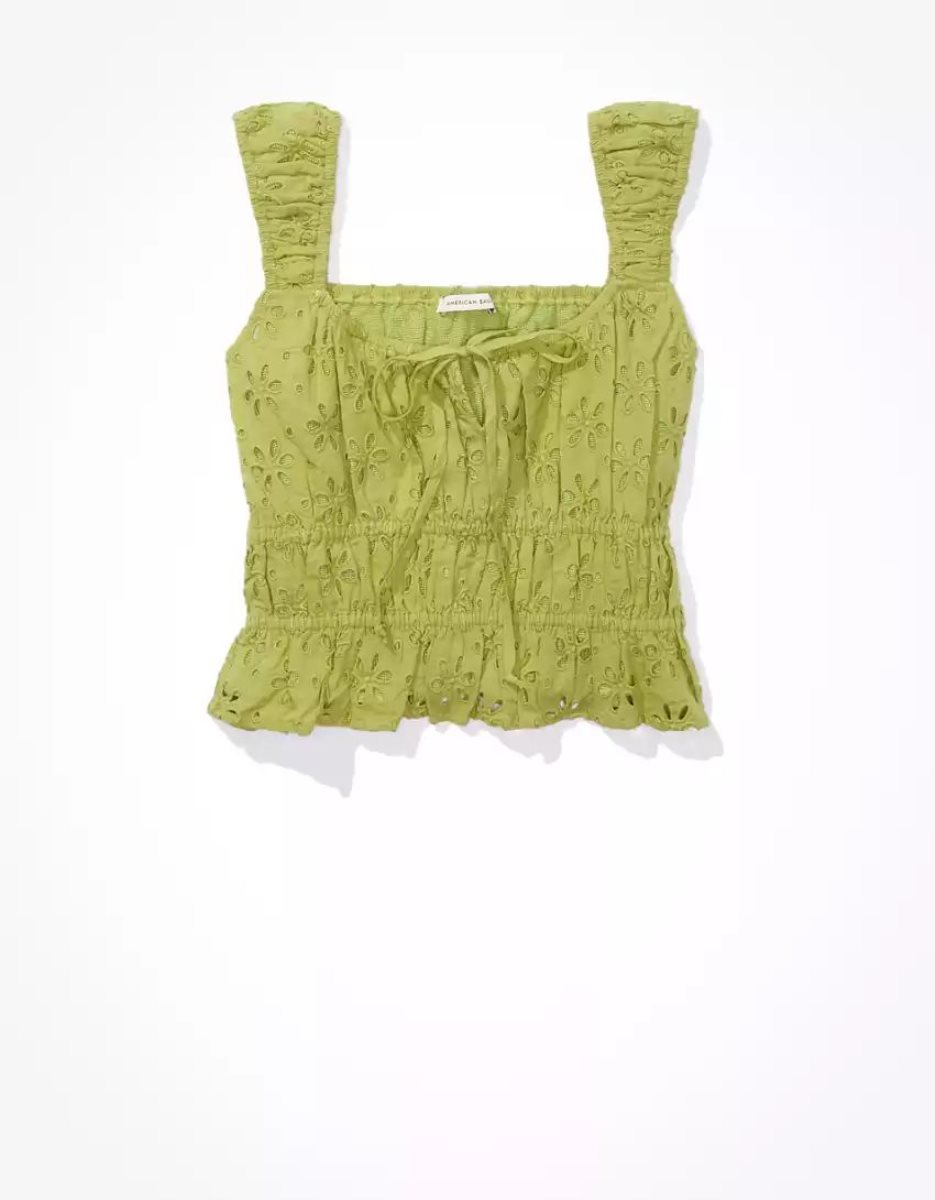 Chemises American Eagle AE Cap Sleeve Babydoll Blouse Vert Femme | OVQ-83529265